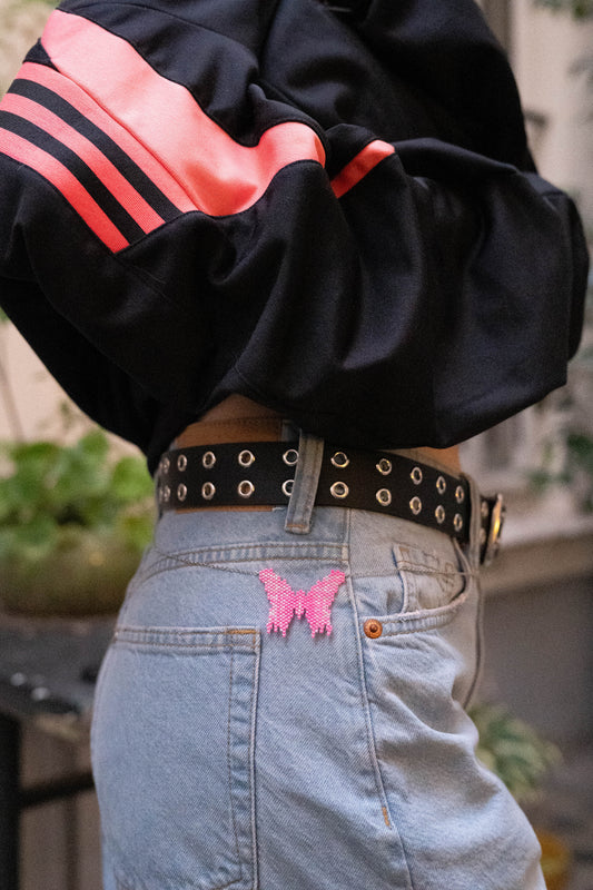 Glitch wings/ Pink butterfly belly chain or necklace